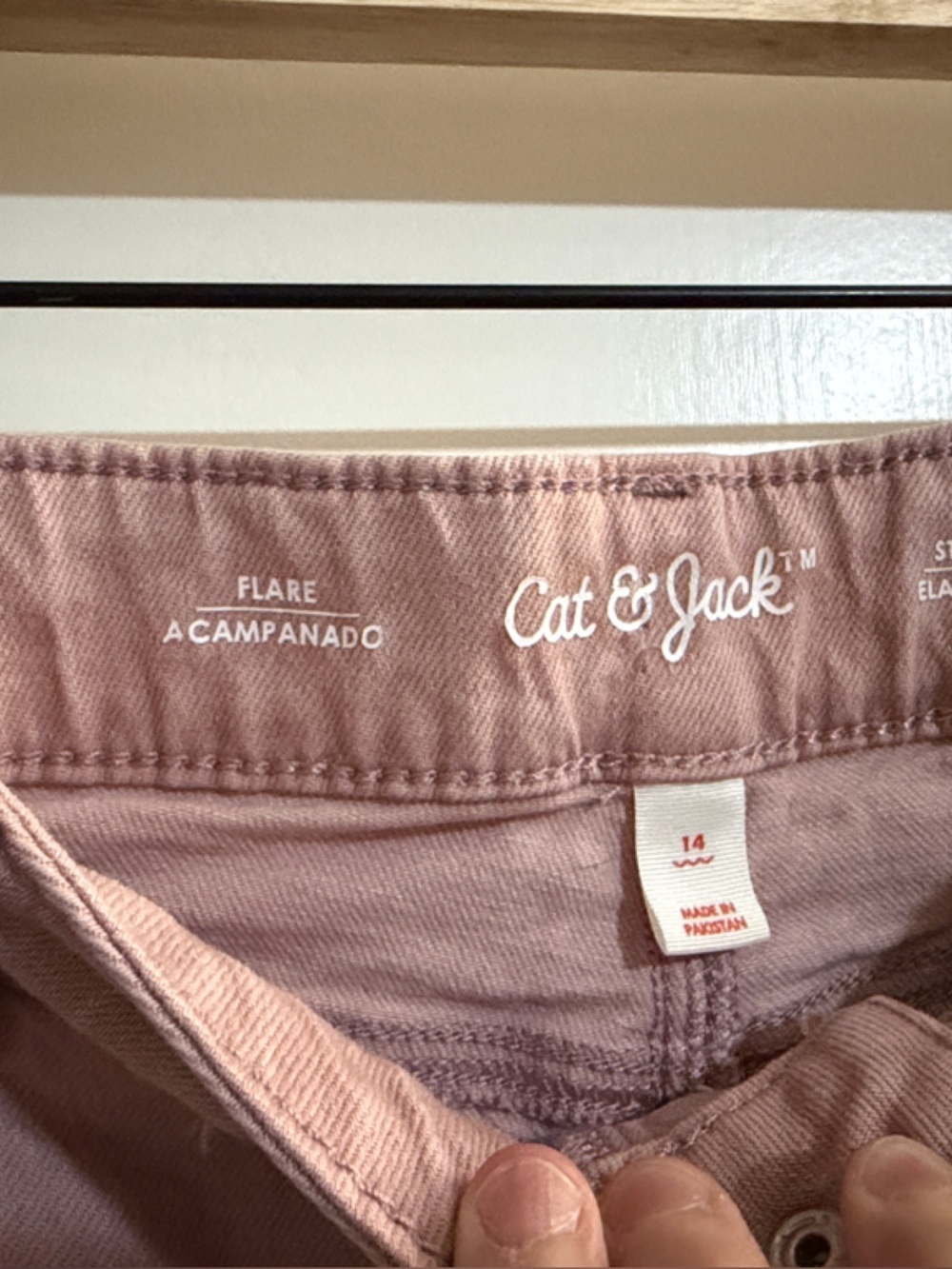 Cat & Jack Dusty Pink Button-Front Flare Jeans - Picture 2 of 9